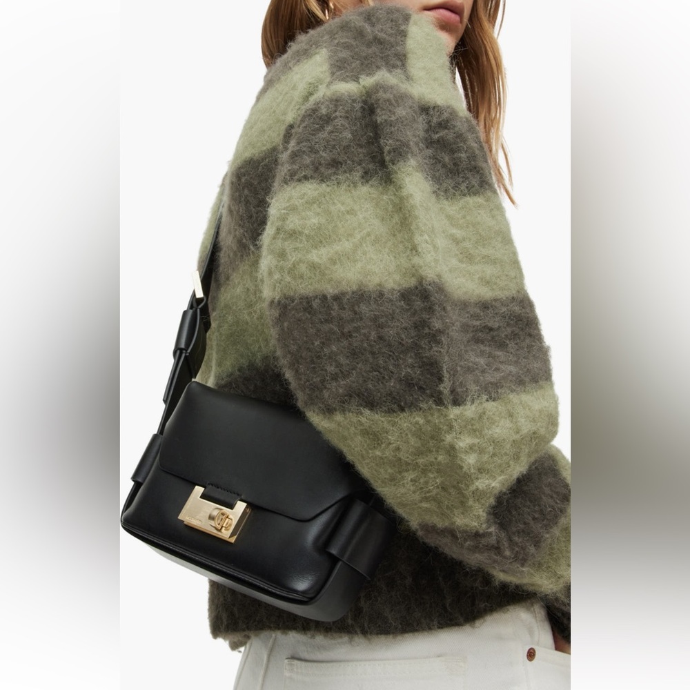 NWT All Saints 3 in 1 Suede brown leather Frankie Crossbody Bag + Dust Bag - Picture 3 of 16